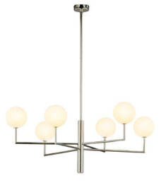 Jupiter Lampa Wisząca Feme  niklowany 6-punktowy klosz biały 1935