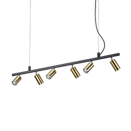 Zwis czarno-mosiężny prosty Ideal Lux Dynamite SP6