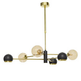 Jupiter Lampa Wisząca Moka  6-punktowy bursztynowy klosz 1966