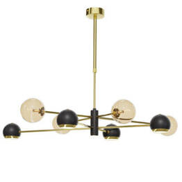 Jupiter Lampa Wisząca Moka  8-punktowy bursztynowy klosz 1972