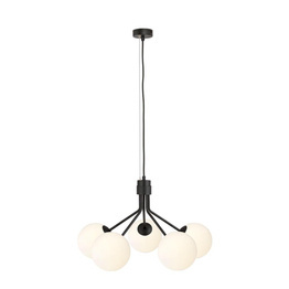NOVA 5  BLACK/OPAL  lampa wisząca czarny (1138/5) - Emibig