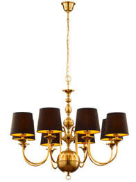 Jupiter Lampa Wisząca Batumi  mosiądzowany 8-ramienny z abażurami 1952