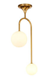 Jupiter Lampa Wisząca SELEN Złoty Mosiądzowany 2-punktowy klosz biały 1940