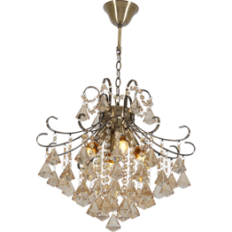 Elem Barcelona 6248/4 21QG mosiądz Żyrandol kryształowy
