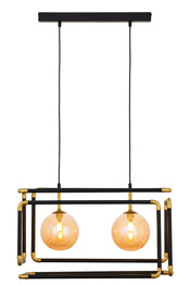 Jupiter Lampa Wisząca Jupiter Camero 2-punktowy czarny/mosiądzowany klosz bursztynowy 1991