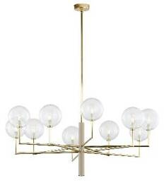 Jupiter Lampa Wisząca Feme 10-punktowy złoty klosz  transparent 1976