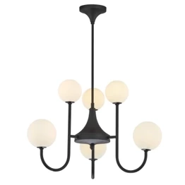 Jupiter Lampa Wisząca SELEN  czarna 6-punktowy klosz biały 1947