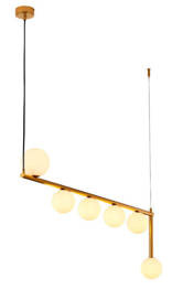 Jupiter Lampa Wisząca Taida  mosiądzowny 6-punktowy klosz biały 1922