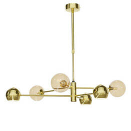 Jupiter Lampa Wisząca Moka  6-punktowy bursztynowy klosz 1963