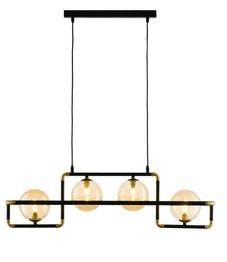 Jupiter Lampa Wisząca Zafra  4-punktowy czarny  klosz bursztynowy 1983