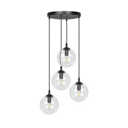 COSMO 4 BL PREMIUM TRANSPARENT lampa wisząca czarny (711/4PREM) - Emibig