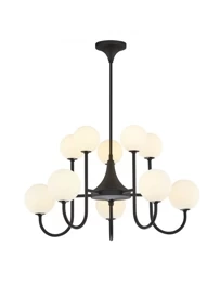 Jupiter Lampa Wisząca SELEN  czarna 10-punktowa klosz biały 1948