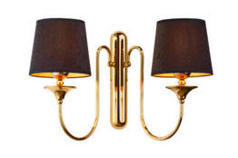 Jupiter Lampa Ścienna Batumi mosiądzowana 2-punktowa z abażurami 1953