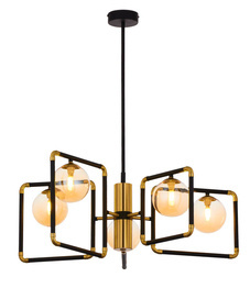 Jupiter Lampa Wisząca Ibra 5-punktowy mosiądzowany klosz transparentny 1985