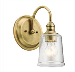 Lampa Ścienna Elstead Lighting Waverly KL-WAVERLY1-NBR Złoty