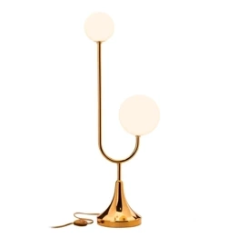 Jupiter Lampa Stołowa SELEN mosiądzowany 2-punktowy klosz biały 1944