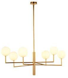 Jupiter Lampa Wisząca Feme  mosiądzowny 6-punktowy klosz biały 1930