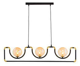 Jupiter Lampa Wisząca Jupiter Hanza 3-punktowy czarny/mosiądzowany klosz bursztynowy 1989