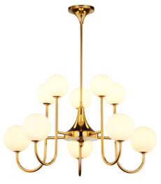 Jupiter Lampa Wisząca SELEN  mosiądzowny 10-punktowy klosz biały 1942