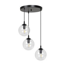 COSMO 3 BL PREMIUM TRANSPARENT lampa wisząca czarny (711/3PREM) - Emibig