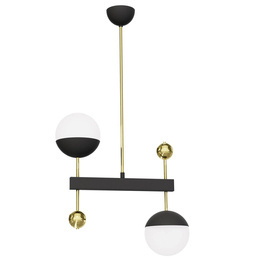 Jupiter Lampa Wisząca Dego 2-punktowy mosiądzowany klosz biały 1986