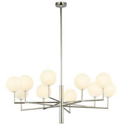 Jupiter Lampa Wisząca Feme Duża Nikielowana 10-punktowy klosz biały 1936
