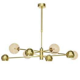 Jupiter Lampa Wisząca Moka  8-punktowy bursztynowy klosz 1969