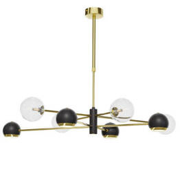 Jupiter Lampa Wisząca Moka  8-punktowy transparentny klosz 1973